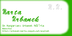 marta urbanek business card